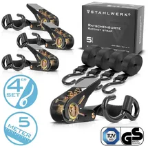 STAHLWERK Spanngurte 4er Set 5 m x 25 mm 800 kg