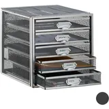 Relaxdays Schubladenbox silber 10024816_55, DIN A4 mit 5 Schubladen, 1 St.
