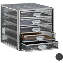 Relaxdays Schubladenbox silber 10024816_55, DIN A4 mit 5 Schubladen, 1 St.