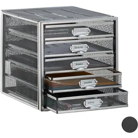 Relaxdays Schubladenbox silber 10024816_55, DIN A4 mit 5 Schubladen, 1 St.
