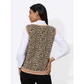 Sieh an! Pullunder in beige-schwarz-gemustert | Gr.: 56