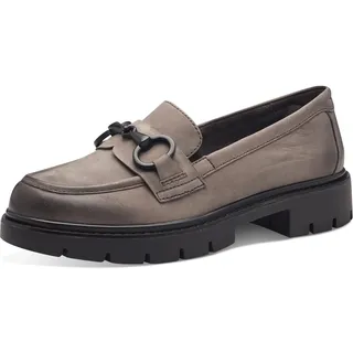 TAMARIS Comfort Damen Slipper aus Leder Elegant, Grau (Stein Nubuc), 40 EU