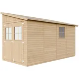 TIMBELA Anbau-Gartenhaus 3,95 x 2,00 m Beige