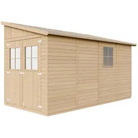 TIMBELA Anbau-Gartenhaus 3,95 x 2,00 m Beige