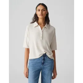 Opus Damen Kurzarmshirt | Poloshirt SILKAS Loose in Strickoptik Natural Glaze, 42 - 42