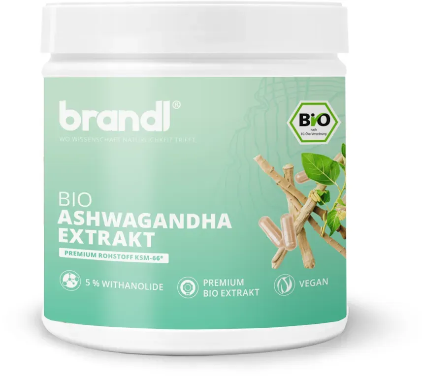 Brandl Nutrition brandl® BIO KSM 66® Ashwagandha Extrakt mit 5% Withanoliden Gedächtnis & Konzentration 240 ct 