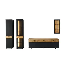 MCA Furniture Wohnkombination 4 Holzwerkstoff/Schwarzgrau