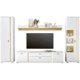 furn.design Wohnwand weiß Eiche Wotan, Metall, Nachbildung, 330x200x42 cm, Wohnzimmer, Wohnwände, Anbauwände
