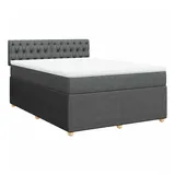 vidaXL Boxspringbett mit Matratze Dunkelgrau 140x200 cm Stoff