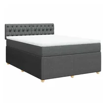 vidaXL Boxspringbett mit Matratze Dunkelgrau 140x200 cm Stoff