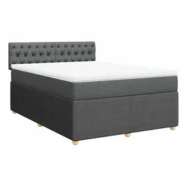 vidaXL Boxspringbett mit Matratze Dunkelgrau 140x200 cm Stoff