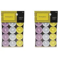 Teelichter Duft 2x30 Stück (60 Teelichter) - Brenndauer: 4,5 Std, Rußfrei - für Windlicht, Teelicht-Glas, Kerzenständer - Weihnachten, Geschenk, Deko, Hochzeit, Gastro (Gelb - Duft: Lavendel & Zitrus)