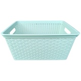 Aufbewahrungskorb Rattan-Optik Korb 39 x 28 x 18 cm Kunststoff Mintgrün