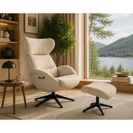 flexlux Relaxsessel More 90 x 107 x 89 cm Beige, drehbar, ergonomisch, mit Kopfteil