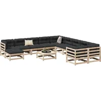 vidaXL Garten-Sofagarnitur 12-tlg. Loungeset braun
