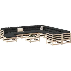 vidaXL Garten-Sofagarnitur 12-tlg. Loungeset braun