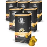 Der-Franz Nespresso kompatible Kaffee Kapseln, 6 x 10 Kapseln, Vanille Aroma, Medium Roast