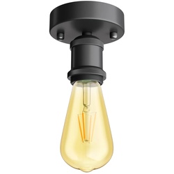 ledscom.de Vintage E27 Lampen-Fassung RETRA, schwarz, rund, inkl. E27 Lampe Vintage Retro gold 3,83W extra-warm-weiß 489lm