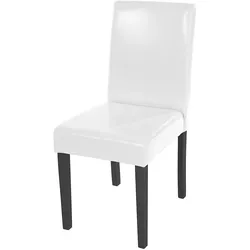 Esszimmerstuhl Littau, Küchenstuhl Stuhl, Leder ~ weiß, dunkle Beine