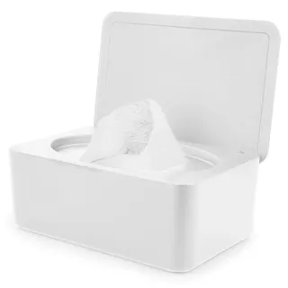 Feuchttücher Box, Feuchtes Toilettenpapier Box mit Deckel, Nachfüllbare Feuchttücherbox für Babys & Erwachsene, Feuchttuchspender Hält Tücher Frisch, Aufbewahrungsbox für Zuhause und Büro, Weiß