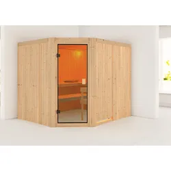 KARIBU Sauna "Horna" Saunen mit integrierter Mineralwolldämmung Gr. ohne Ofen, beige (naturbelassen)