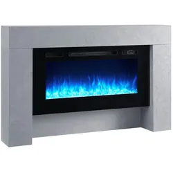 RICHEN Elektrokamin Herkules - Standkamin Mit Heizung, LED-Beleuchtung, 3D-Flammeneffekt & Fernbedienung - Grau