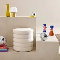 Sweeek Hocker mit Stauraum und Bouclé-Bezug, Weiß