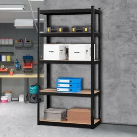 Arebos 2er Set Schwerlastregal 180 x 90 x 40 cm 875 kg 5 MDF-Platten | Schwarz