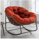 LuxusKollektion Schaukelsessel Schaukelstuhl Papasan Ei Kissen Garten Terrasse Veranda Orange 1 Stück