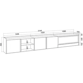 SKRAUT HOME Lowboard 315x50 cm Beige Holzwerkstoff
