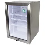 Gastro-Cool Edelstahl Mini-Kühlschrank mit Glastür - LED Innenbeleuchtung / GCKW65