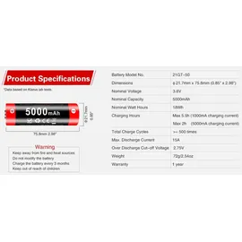 Klarus 21GT-50 21700 5000 mAh 1 St.