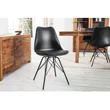 riess-ambiente Esszimmerstuhl SCANDINAVIA MEISTERSTÜCK schwarz / schwarz, Esszimmer · Kunstleder · Metall · Retro Design schwarz