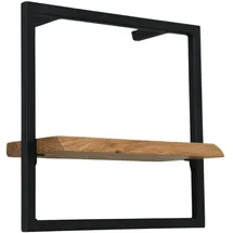 holz4home Wandregal Small Schwarz Gerahmt Industrial Style mit Baumkante Natur