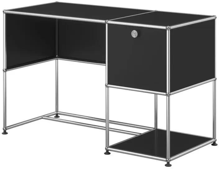 USM Schreibtisch mit Klapptür Graphitschwarz
