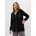 Fleecejacke BONPRIX Damen Gr 56/58 XXXL schwarz Fleece Obermaterial kontrastfarbene Details unifarben regular fit Po-bedeckend Rippbündchen Jacken Fleecejacke A-Linien-Schnitt Langarm-Design aus Regular Fit