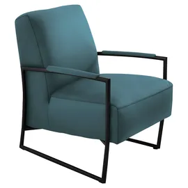 K+W Komfort & Wohnen Cocktailsessel K+W KOMFORT & WOHNEN, blau (topas), B:62cm H:77cm T:83cm, Sessel, Cocktailsessel, mit bezogenen Armlehnen, Gestell in Metall schwarz Struktur