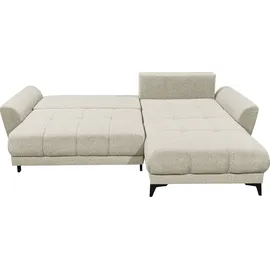 ed exciting design Ecksofa »Bern L-Form frei im Raum stellbar, mit Schlaffunktion in Ivory - 3 Zierkissen