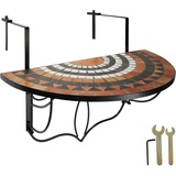Tectake tectake® Balkontisch, Stahl, Mosaik und Zement, massive Platte, 75 x 65 x 62 cm