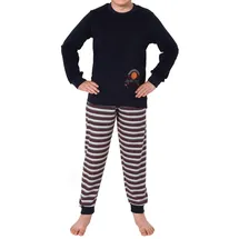 normann Pyjama Frottee langarm mit Bündchen Basketball-Motiv grau 140