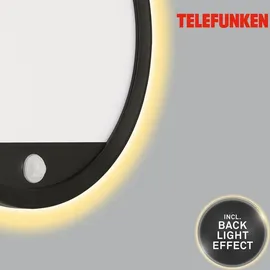 Telefunken LED Außenwandleuchte inkl. Bewegungsmelder, inkl. Dämmerungssensor, Backlight Effekt, 15 Watt, 2.000 Lumen, 4.000 Kelvin, IP44, 15W schwarz Kunststoff Ø 28 cm Telefunken Ø Schwarz