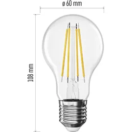 EMOS - LED-Lampe Filament A60 A Klasse Vintage-Glühbirne - E27 Sockel - warmweiß - 806 lm - extra-sparsam, 3,8W (statt 60W Birne) - 50 000 Stunden - Winkel 360° - CRI min. 80-3er Pack