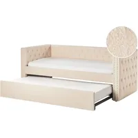Beliani Ausziehbett Bouclé GASSIN 90 x 200 cm Hellbeige