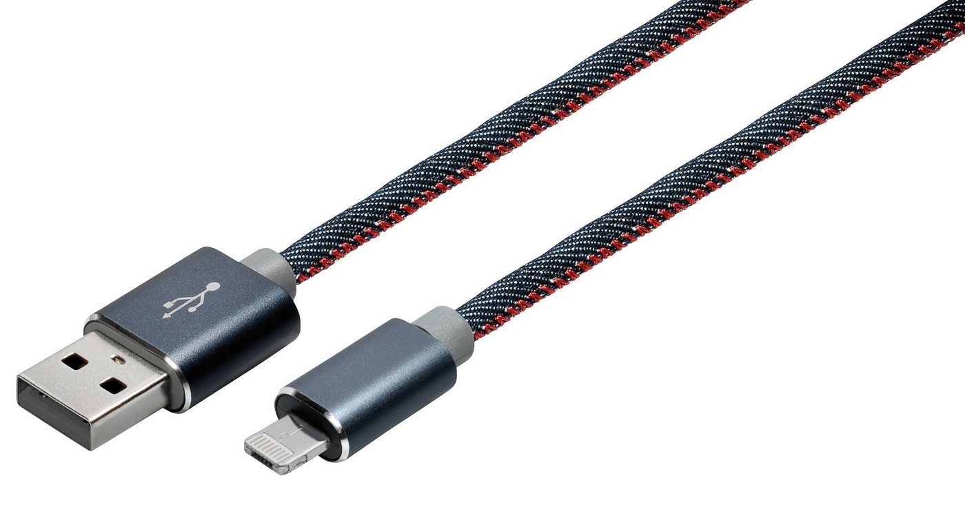 Maxtrack Smartphone-Kabel, USB, USB-A Stecker auf 8-pol. Stecker (100 cm), Hochflexibles Verbindungskabelfür iPhone, iPad, iPod grau