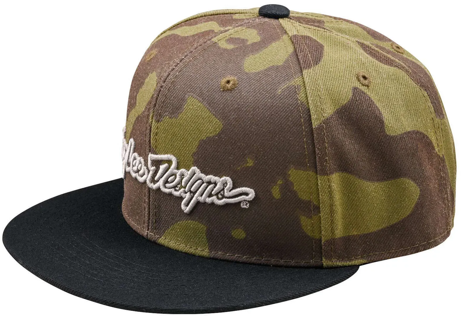 Troy Lee Designs Flat Bill Signature Snapback-pet, groen-bruin, Eén maat Voorman