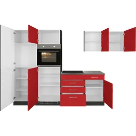 kochstation Winkelküche KS-Paris L-Form 290 x 220 cm rot