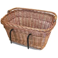 Davos Fahrradkorb – Weide – rechteckig – Hakenbefestigung vorne oder hinten – mit Bügel – geeignet als Tierkorb (mit Gitter) – naturfarbig lackiert