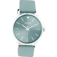 OOZOO Quarzuhr Oozoo Damen Armbanduhr Timepieces, (Analoguhr), Damenuhr Lederarmband seeblau, rundes Gehäuse, groß (ca. 40mm) blau