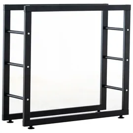 TPFLiving Kaminholzständer Kerry-II Metall 100 x 25 x 80 cm Schwarz