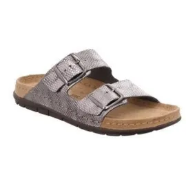ROHDE Damen Pantolette gemusterter Zweiriemer mit Schnalle Rodigo-D 5872, Größe:38 EU, Farbe:Grau - 38